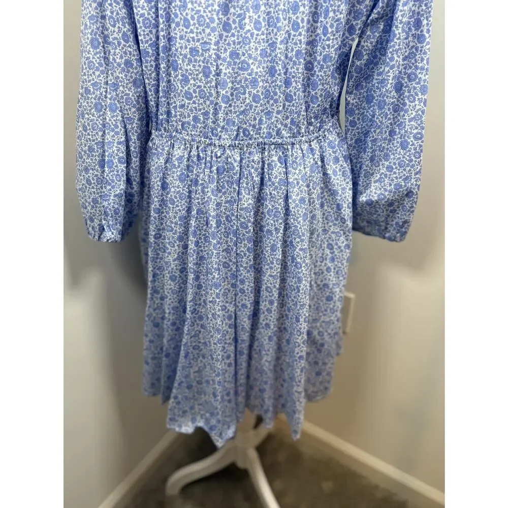J. Crew Liberty Fabric Ruffle-collar mini dress D'Anjo Coast fabric Size XL Boho